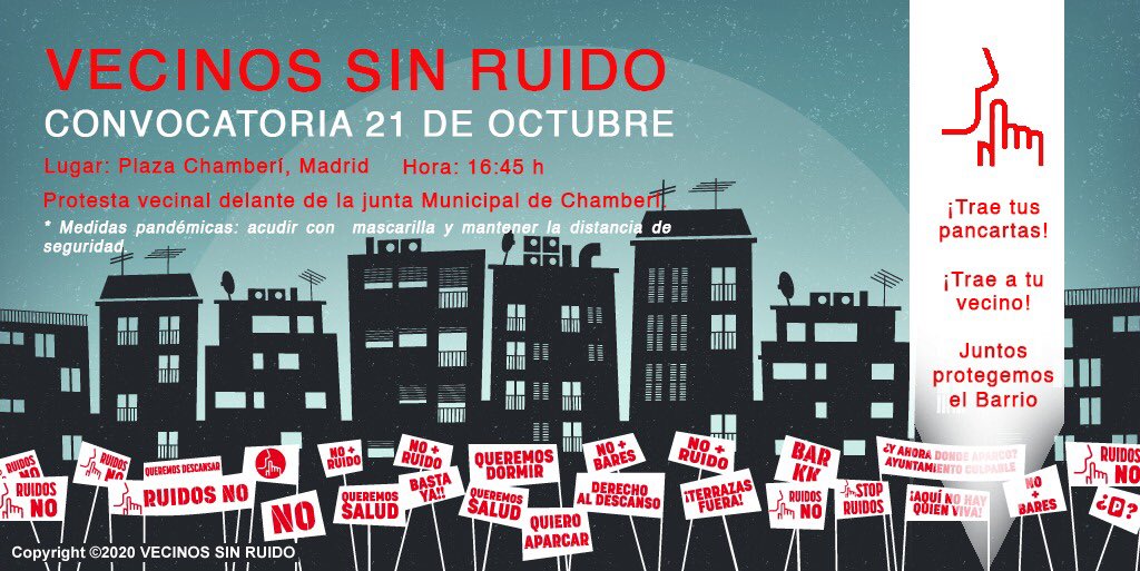 Protesta vecinal contra el ruido y la proliferación de terrazas en Chamberí
