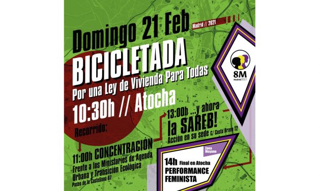 21F: marcha en bici y concentraciones “por una Ley de Vivienda para Todas”