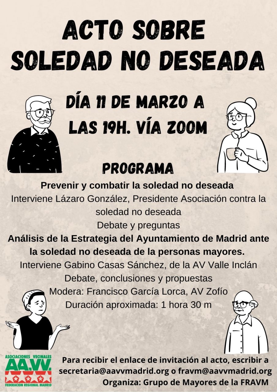Cartel acto sobre la soledad no deseada