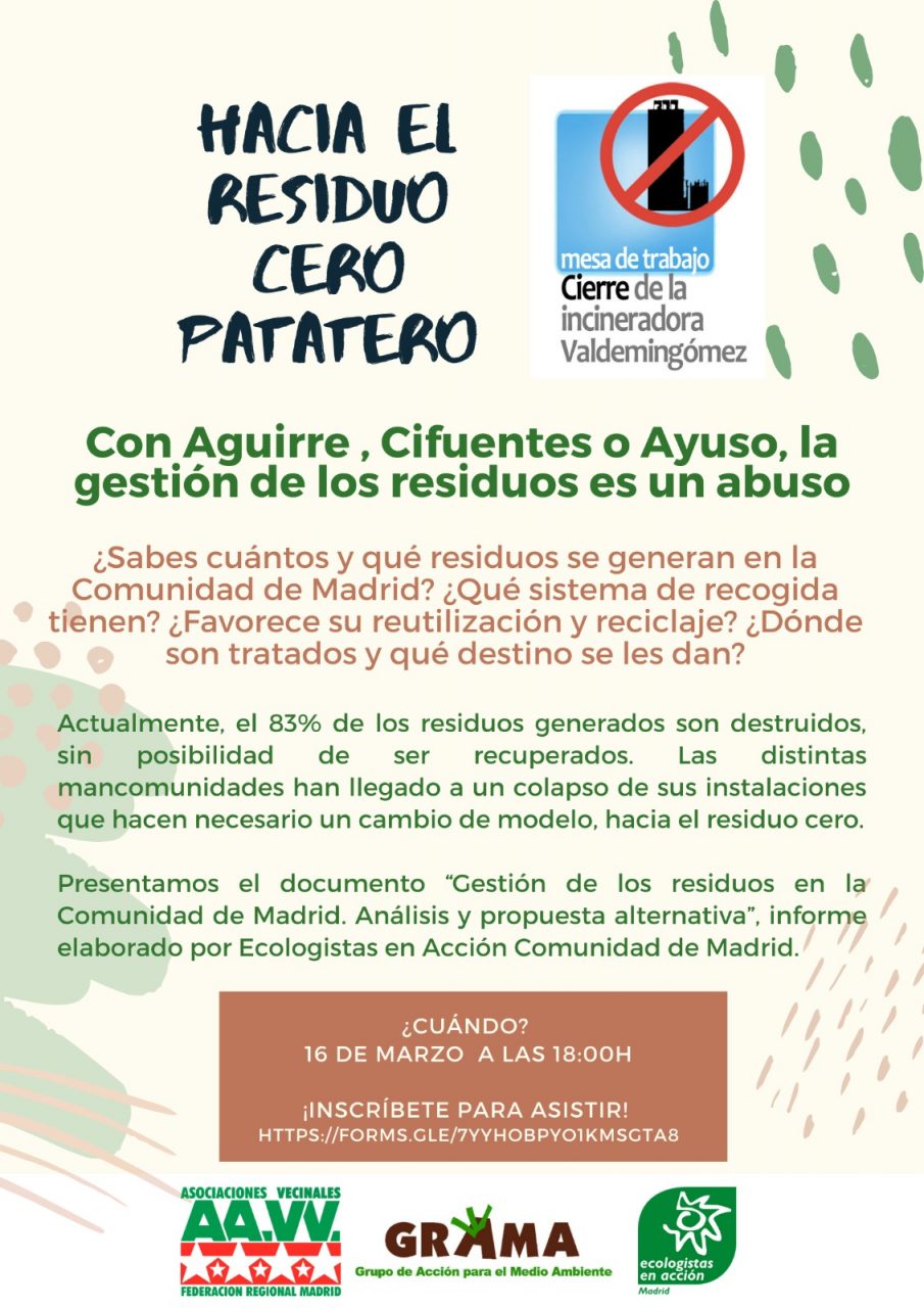 Cartel ciclo de charlas Hacia el residuo cero patatero