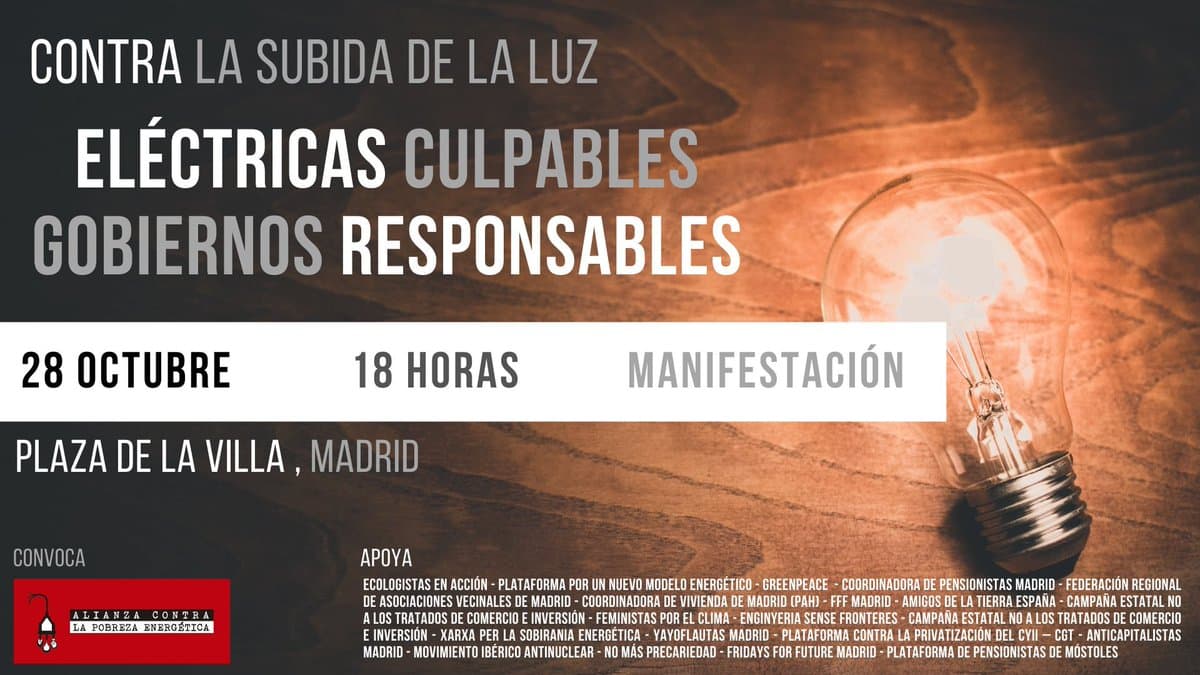 Nos movemos contra la subida de la luz: ¡eléctricas culpables, gobierno responsable!