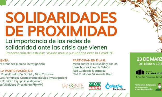 Tangente y la FRAVM presentan una investigación sobre la importancia de las redes vecinales ante las crisis