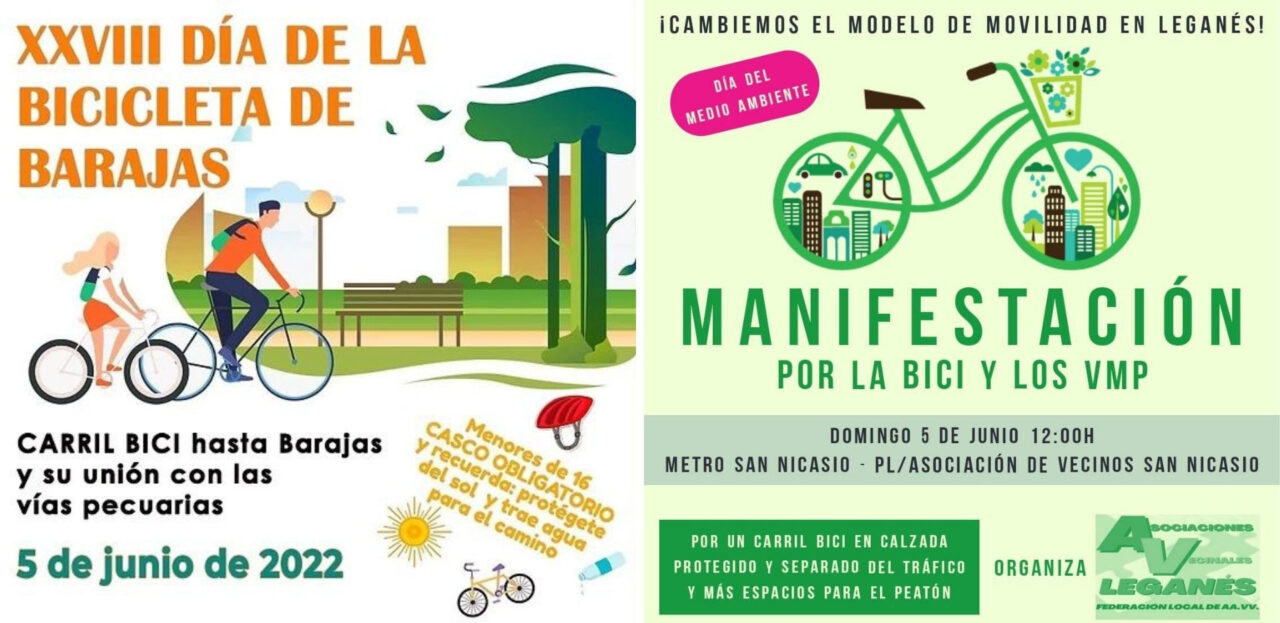 Este domingo, Día Mundial del Medioambiente y de la Bicicleta, Barajas y  Leganés pedalean  por una movilidad sostenible y alternativa