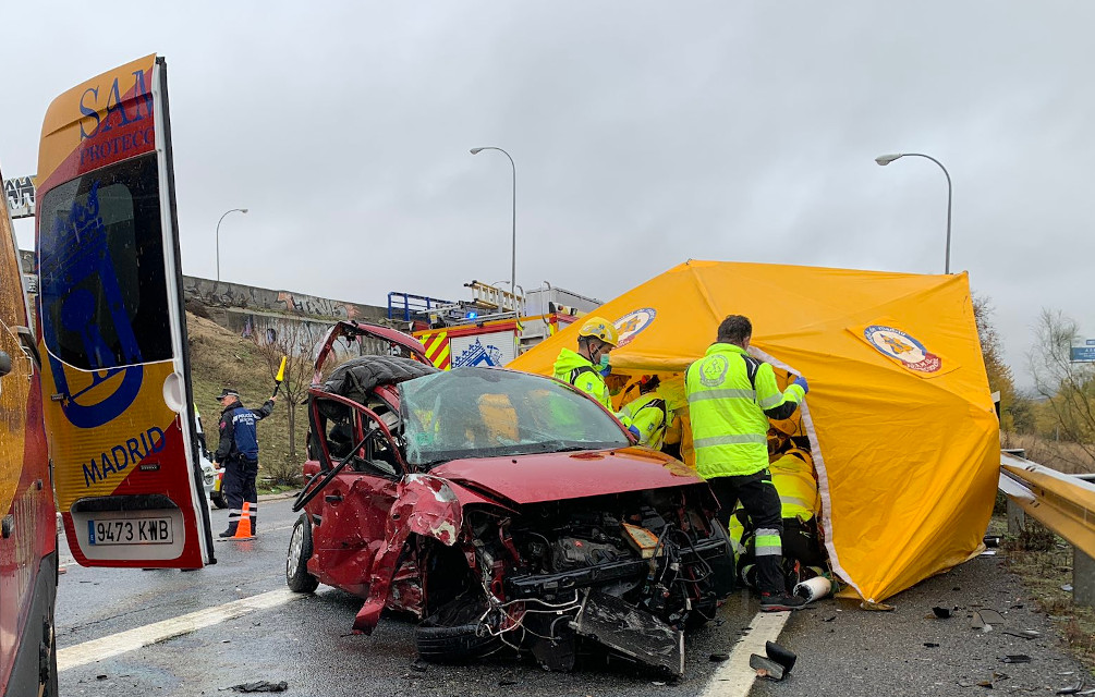 Un nuevo accidente en la M-301 a su paso por Butarque deja dos personas heridas