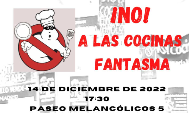 Protesta de la Plataforma de Afectados por las Cocinas Fantasma en Arganzuela contra la permisividad del Ayuntamiento de Madrid