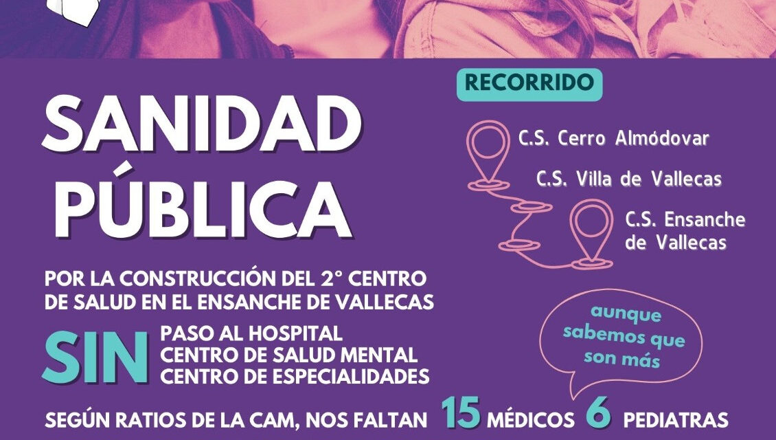 Una manifestación por la sanidad pública recorrerá este domingo los tres centros de salud de Villa de Vallecas