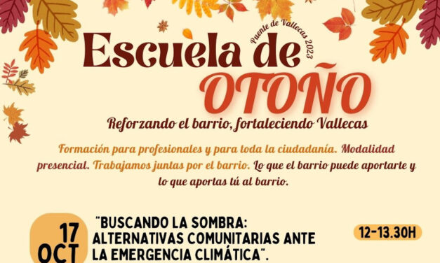 La meteoróloga Isabel Moreno y el sociólogo Andrés Walliser, invitados de lujo de la Escuela de Otoño de Puente de Vallecas