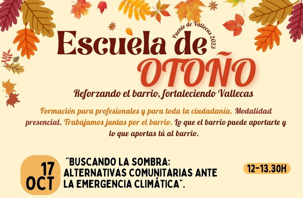 La meteoróloga Isabel Moreno y el sociólogo Andrés Walliser, invitados de lujo de la Escuela de Otoño de Puente de Vallecas
