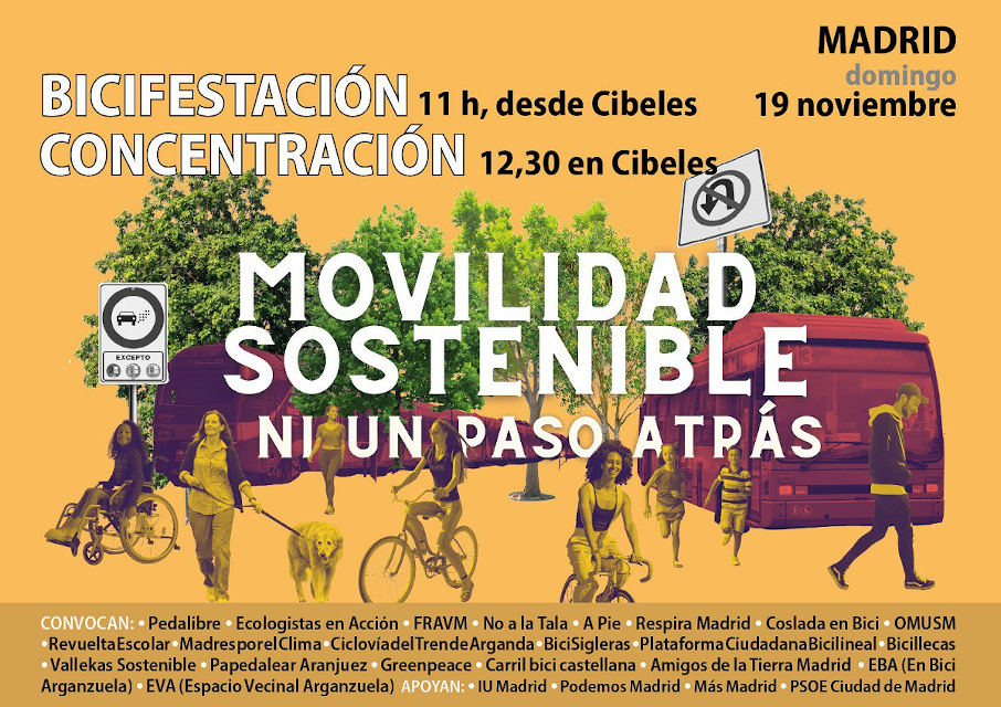 Domingo de movilización en Madrid contra los retrocesos y la falta de avances en movilidad sostenible
