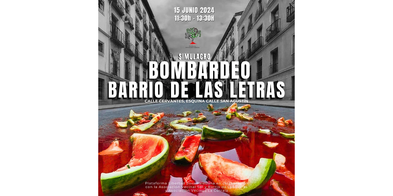 Simulacro de bombardeo israelí contra palestinos en el barrio de Las Letras