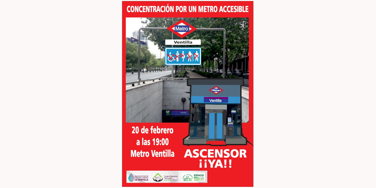 Concentración para exigir la instalación sin demoras de un ascensor en la estación de Metro de Ventilla