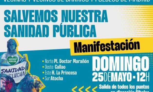 La FRAVM anima a llenar el centro de Madrid este domingo en defensa de la sanidad pública