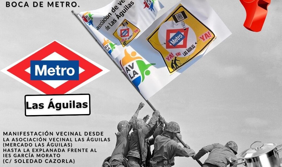Ruido de cazuelas para exigir la llegada del metro al barrio de Las Águilas (Madrid)