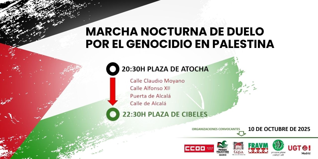 Marcha nocturna en Madrid en duelo por el genocidio en Palestina