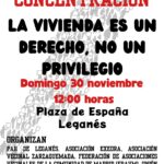 Leganés se levanta por la vivienda: organizaciones sociales convocan una gran concentración el 30 de noviembre.