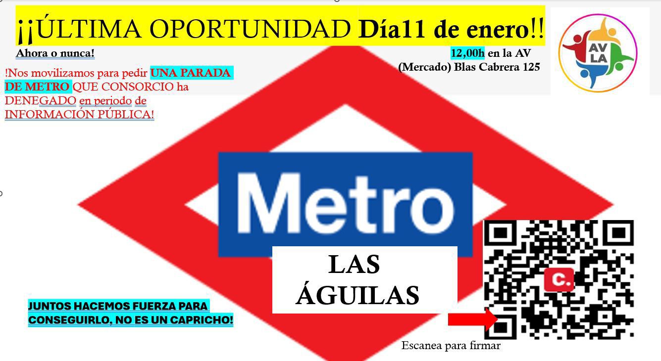 El barrio de Las Águilas sale de nuevo a la calle para reclamar la apertura de una estación de Metro