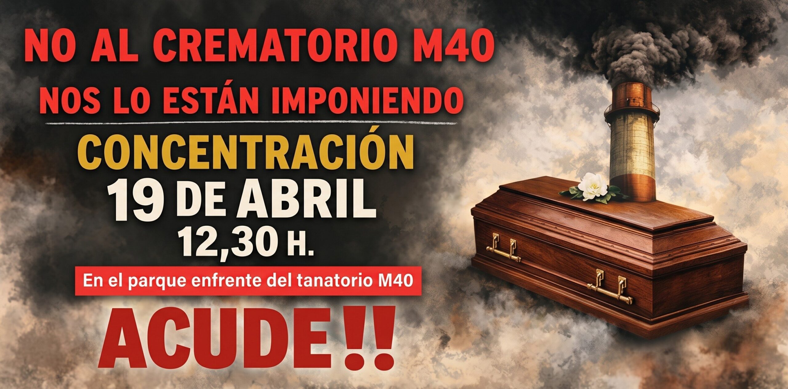 Este domingo se retoman las movilizaciones contra el crematorio con una concentración ante el Tanatorio de la M40