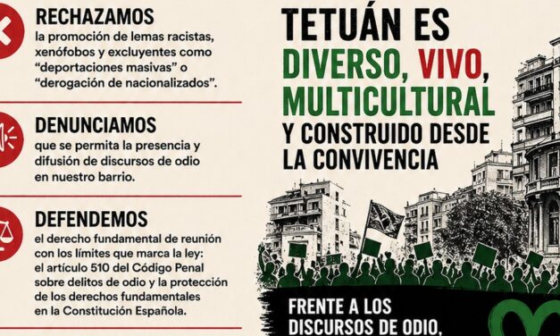 Colectivos de Tetuán piden a Delegación del Gobierno que impida la concentración racista y xenófoba prevista para el 1 de mayo en el barrio