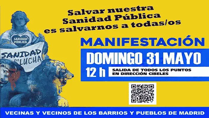 La FRAVM llama a llenar el centro de Madrid este domingo en defensa de la sanidad pública