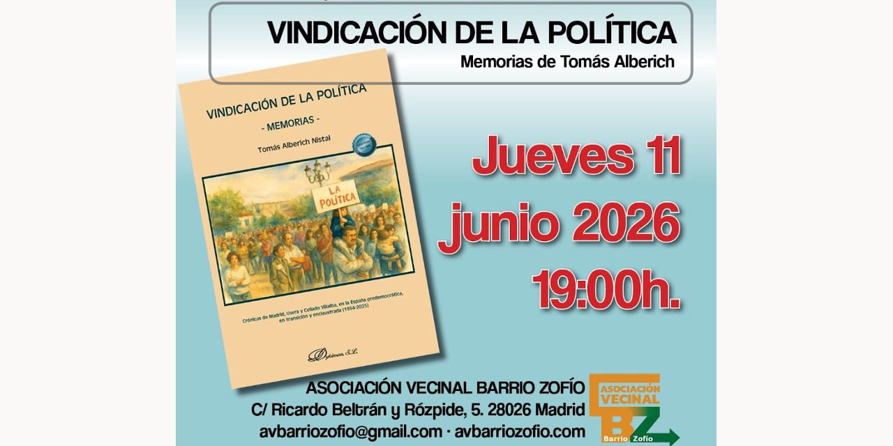 Tomás Alberich presenta en Usera y Collado Villalba su estimulante libro “Vindicación de la política”