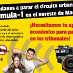Campaña de donaciones para hacer frente a los gastos judiciales contra el circuito urbano de Fórmula 1 de Madrid
