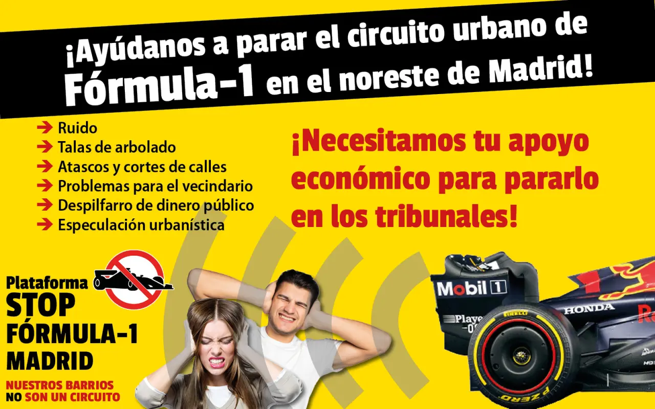 Campaña de donaciones para hacer frente a los gastos judiciales contra el circuito urbano de Fórmula 1 de Madrid