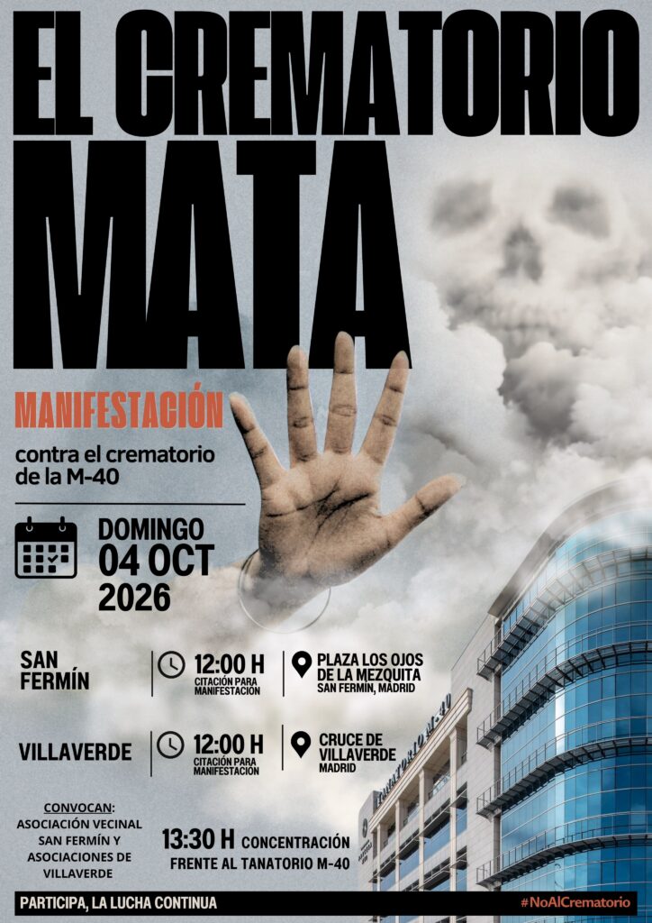 Convocatoria de manifestación contra el crematorio del tanatorio de la M-40