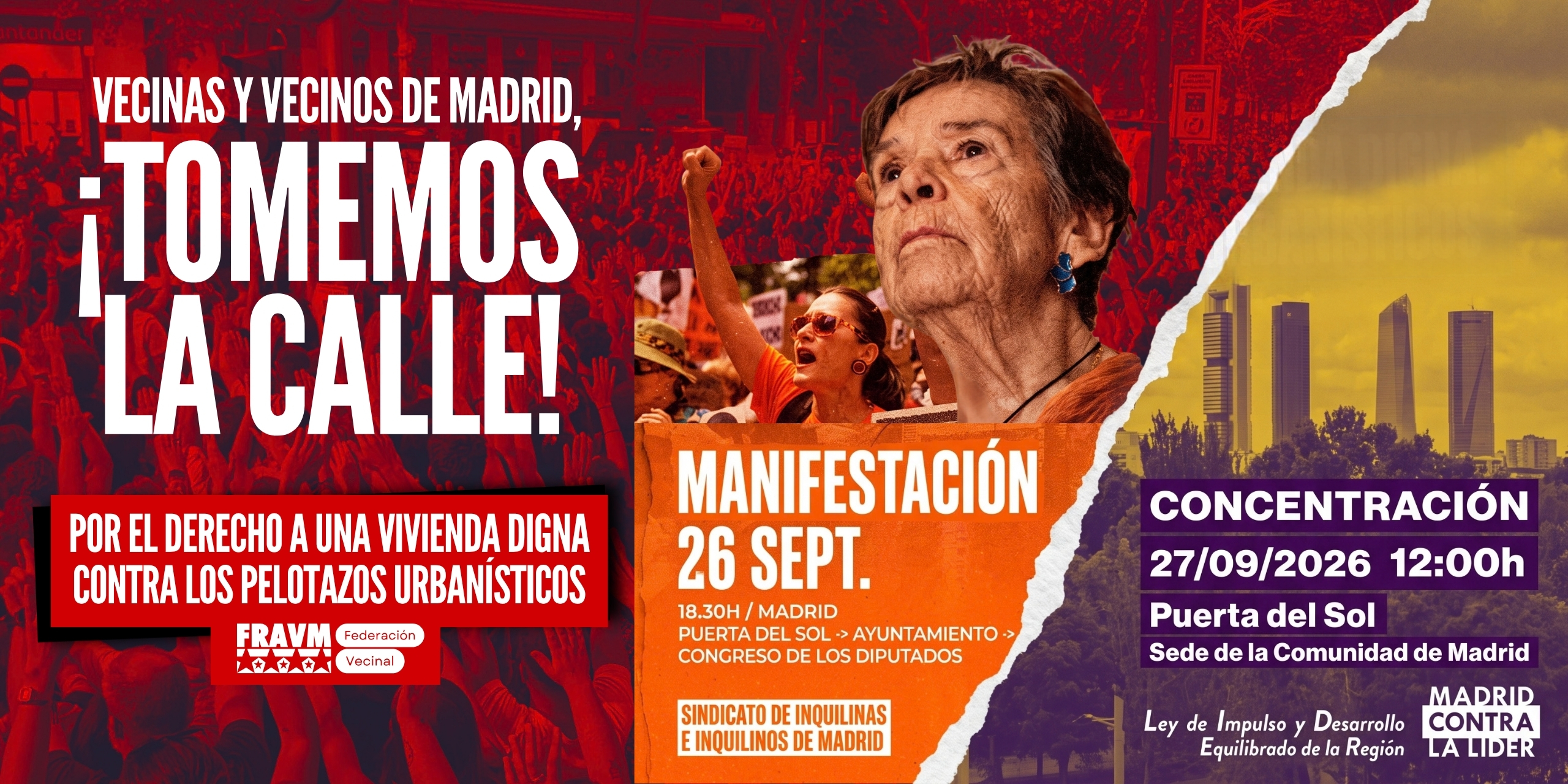 La FRAVM llama a movilizarse este fin de semana por el derecho a una vivienda digna y contra los pelotazos urbanísticos