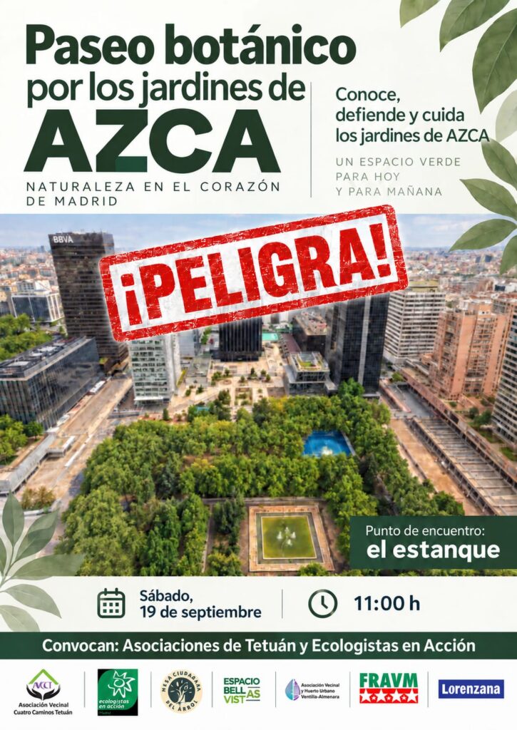 Cartel del paseo botánico del Parque Central de Azca